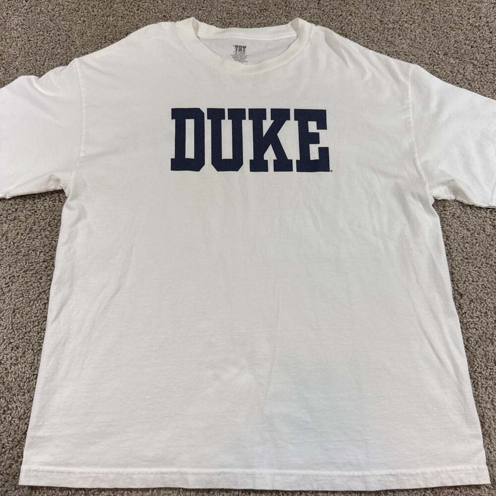 Duke University T Shirt Mens 2XL White NCAA College Basketball Spellout‎ Tee EUC